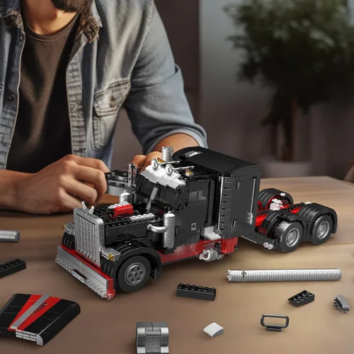 Vista 5 de Mould King 10037 Technique US Truck The Black Monster Modelo, Kit de coche deportivo con tecnología creativa, exhibición para coleccionistas