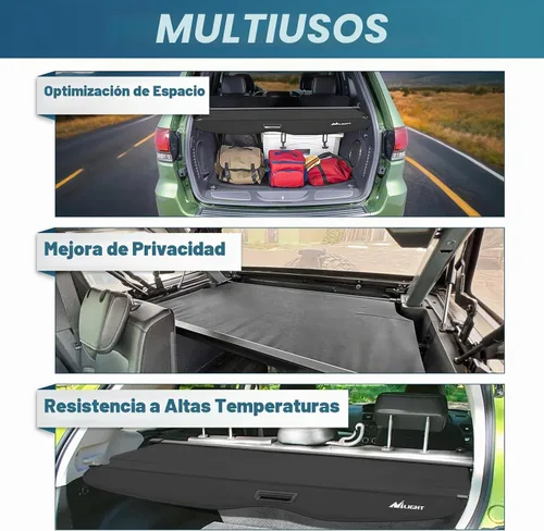 Vista 4 de Nilight Cobertura de cajuela para Jeep Grand Cherokee Accesorios 2011-2021, cubierta de seguridad retráctil para carga trasera, con red