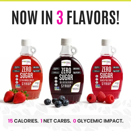 Vista 8 de Wholesome Yum Zero Sugar Real Strawberry Syrup, Monk Fruit & Allulose