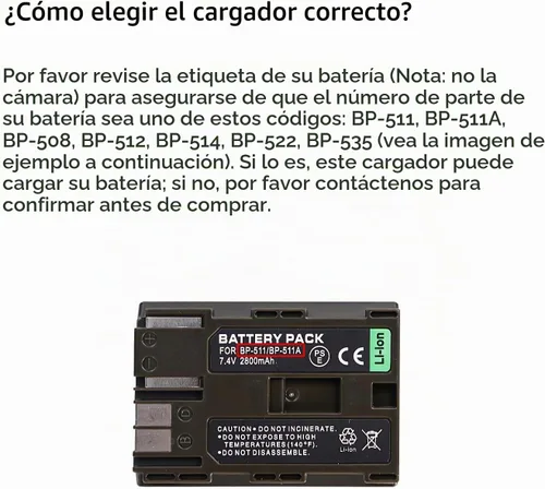 Vista 2 de BP-511/511A/508/512/522/535 Cargador de batería para Canon EOS 10D, 20D, 300D, 30D, 40D, 50D, 5D, D30, D60, Digital Rebel