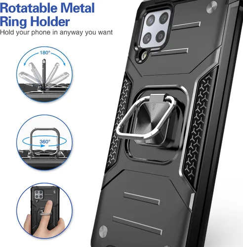 Vista 3 de Funda para Galaxy A42 con soporte de anillo, protector de Negro