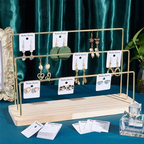 Vista 5 de PH PandaHall Soporte organizador de aretes de 3 niveles, soporte para aretes de aro colgante, exhibición de almacenamiento, joyería al por menor