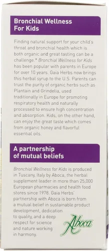 Vista 4 de Gaia Herbs, GaiaKids - Jarabe de bienestar bronquial, salud inmunológica, calmante para la garganta y apoyo respiratorio, sabor orgánico de miel