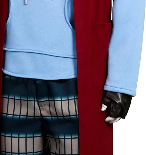 Vista 6 de TAKERLAMA Disfraz de hombre para adultos, casual, abrigo con capucha, pantalones, guantes, traje de Halloween, fiesta temática, cosplay, conjunto