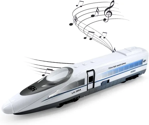 Vista 7 de OTONOPI Juego de tren de juguete de alta velocidad, motor de locomotora a presión a presión, modelo de automóvil, deslizante, tren de bala de metro