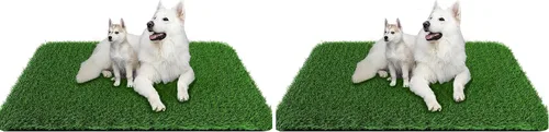 Vista 9 de Almohadilla de hierba para perros 33 x 33 pulgadas, hierba suave y realista de fuerte absorbencia para el entrenamiento de mascotas, fácil
