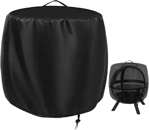 Vista 17 de Cubierta rectangular para fogata, impermeable, para mesa de fuego de gas propano al aire libre, 28 pulgadas de largo x 28 pulgadas de ancho x 24