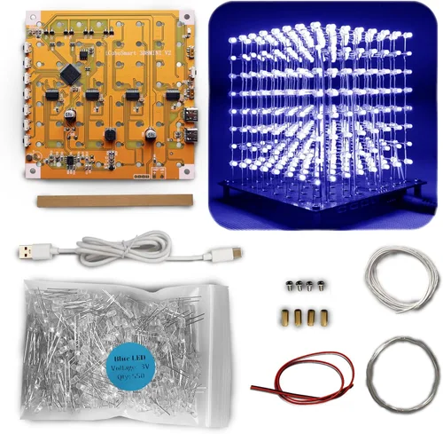 Vista 13 de Mini 3D Led Cube DIY Kit de Electrónica Kit de Proyecto de Soldadura (3D16MINI-ALLBLUE-KIT)