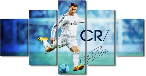 Vista 36 de TUMOVO Lienzo decorativo para pared, cuadro de Cristiano Ronaldo, cuadros de club de fútbol, impresiones en lienzo, póster de arte de pared, arte
