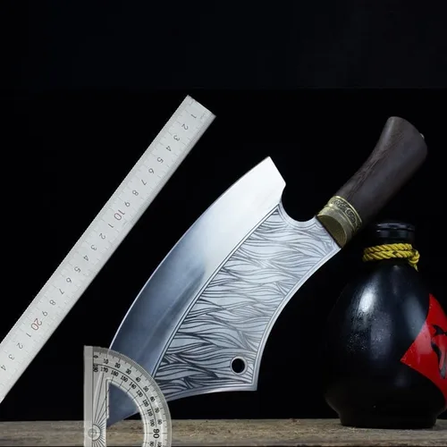 Vista 2 de Cuchillo de carnicero de carne, cuchillo picador de 10 pulgadas, cuchillo afilado para chefs de carnicero, machete Longquan, cuchillo de cocina