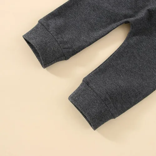 Vista 3 de Conjunto de sudadera de manga larga con letras para niños y niños pequeños para recién nacidos y bebés blusa de manga larga pantalones lisos