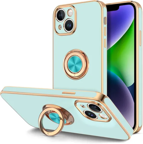 Vista 16 de Hython Funda para iPhone 14 Plus con soporte de anillo [soporte de anillo giratorio de 360° con soporte magnético] [Soporte de montaje en automóvil]