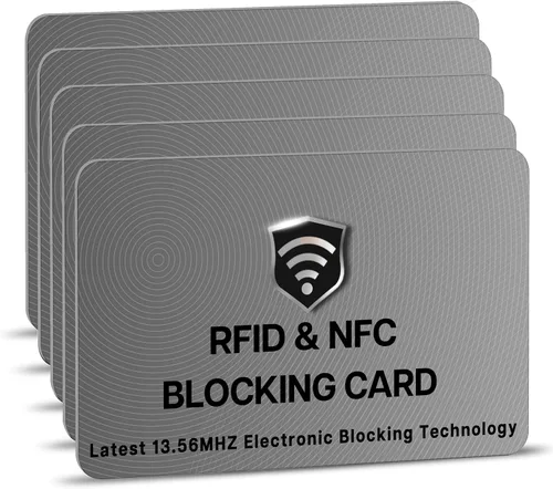 Vista 17 de SaiTech IT Paquete de 5 Tarjetas de Bloqueo RFID, Una Tarjeta Protege Toda la Billetera y Cartera, Protector de Tarjetas de Débito y Crédito