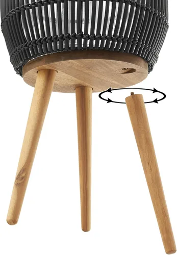 Vista 5 de Maceta Casafield para Interior con Soporte, Maceta de Piso Negra con Patas de Madera, Gran Cubierta de Maceta con Forro para Plantas de Casa
