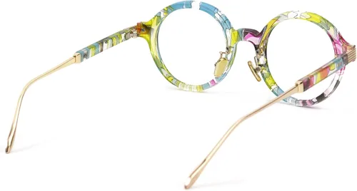Vista 7 de Zeelool Retro TR90 - Lentes redondos para mujer con lente transparente sin receta Dylan FP0174 verde floral