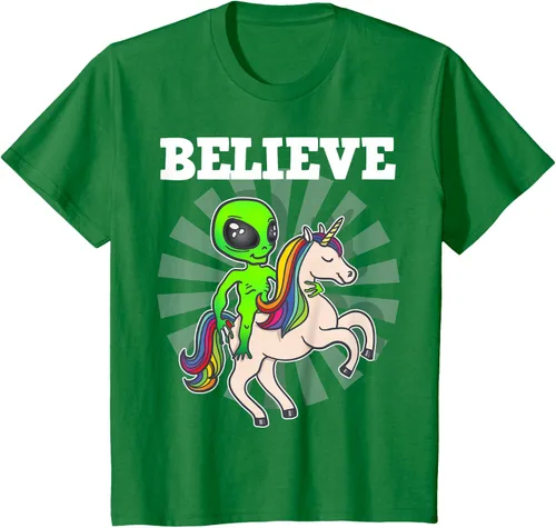Vista 56 de Believe Space Alien Riding Unicorn - Camiseta de regalo divertida, Negro, S