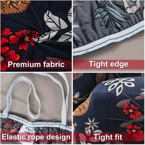 Vista 3 de Juego de 4 fundas para sillón reclinable de alta elasticidad, funda suave para sofá de 1 asiento, funda estampada para silla reclinable con bolsillo