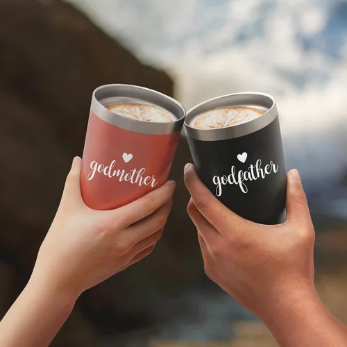 Vista 3 de LiqCool Regalo de propuesta de padrinos, juego de vasos aislados con llavero, regalo para padrinos de parte del ahijado, regalos de padres de Dios