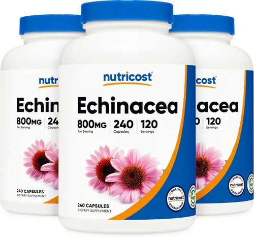 Vista 7 de Nutricost Echinacea 800 mg, 240 cápsulas, 2 botellas, tapas vegetarianas, sin OMG, sin gluten, 120 porciones