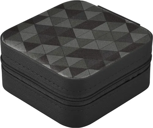 Vista 3 de Joyero de viaje pequeño pequeño organizador de joyería para anillo, aretes, collar, hombre, color negro simple