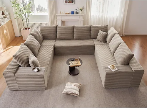 Vista 67 de Lakifun Sofá en Forma de L de 107" con Otomana, Seccional Modular Moderno Sofá Cómodo en Forma de U Nube, Asiento Profundo, Chaise Longue Cama