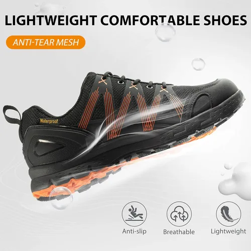 Vista 4 de Wantdo Zapatos de senderismo impermeables para hombre, botas de senderismo ligeras