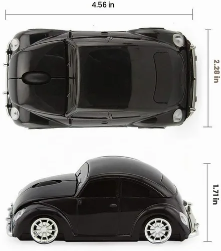 Vista 7 de VW Beetle Wireless Sports Car Shape Mouse Mouse Computadora Portátil PC Ratón óptico 2.4GHz Nano USB AAA Batería Energía Brillante Superficie LED