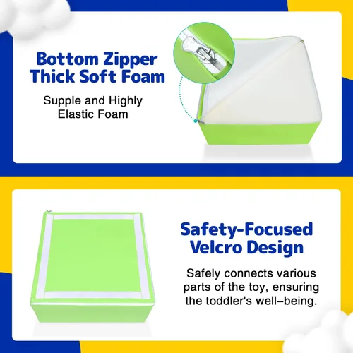 Vista 4 de Juguetes de escalada de cuero sintético suave de 6 piezas para bebés, bloques de escalada de espuma para niños pequeños en interiores, juego