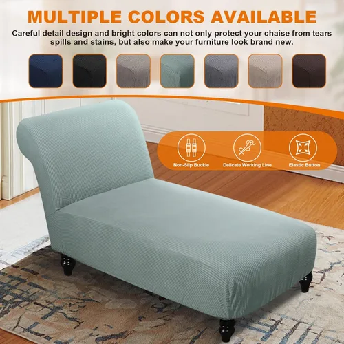Vista 5 de ele ELEOPTION Funda para tumbona súper elástica para interiores, funda de lujo para tumbona sin brazos, ajuste universal de 40 a 60 pulgadas de Gris