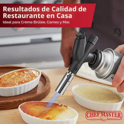 Vista 7 de Combo de Encendedor de Antorcha de Butano con 4 x 8 oz. de Combustible de Butano de Chef Master, Antorcha de Cocina Recargable para Brulee, Postres