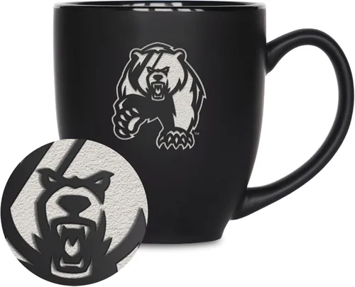 Vista 416 de Rico Industries - Taza de cerámica mate negra con grabado láser estándar de 15oz para NCAA (escuelas T & U) - Para bebidas calientes o frías