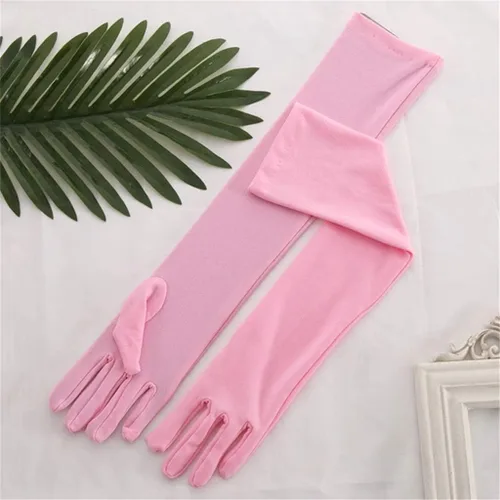 Vista 3 de Dreamhigh Guantes de satén de 21 pulgadas de largo para fiesta de noche para mujer