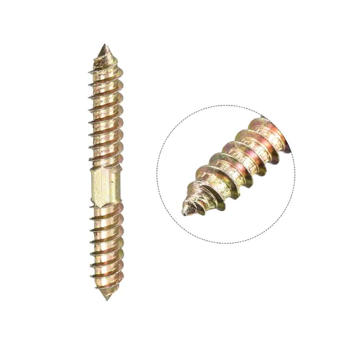 Vista 4 de Uxcell Pernos de suspensión de 0.315 x 1.969 in, 24 tornillos de rosca autorroscantes de doble extremo para conexión de madera