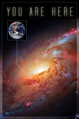 Vista 2 de Laminado You Are Here Galaxy Divertido Sistema Solar Ciencia Espacial Mapa Niños Tabla de aula Planetas Exteriores Hubble Astronomía NASA Vía Láctea