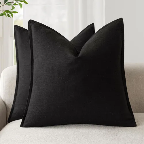 Vista 10 de Foindtower Juego de 2, Fundas Decorativas de Almohada de Lino Sólido Suaves Fundas de Cojín Europeo de Acento Estilo Granja Neutral para Silla Sofá