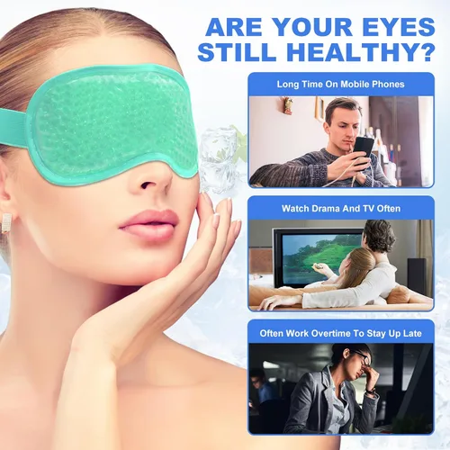 Vista 5 de candyfouse Paquete de 2 máscaras de ojos de enfriamiento en frío, cuentas de gel reutilizables para terapia fría caliente con respaldo de felpa