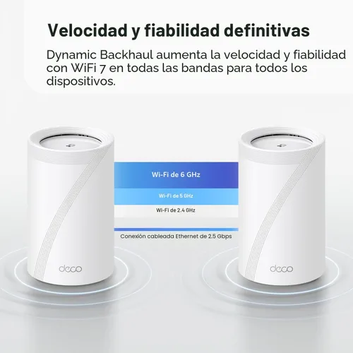Vista 9 de TP-Link Deco 7 Pro BE63 Tri-Band WiFi 7 BE10000 Sistema de malla para todo el hogar - 6-Stream 10 Gbps, 4 puertos de 2.5G con cable de retroceso, 4