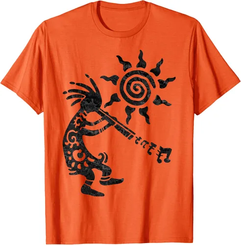 Vista 60 de Native American Kokopelli Musican With Flute 2 - Camiseta divertida para fanáticos, Blanco, S
