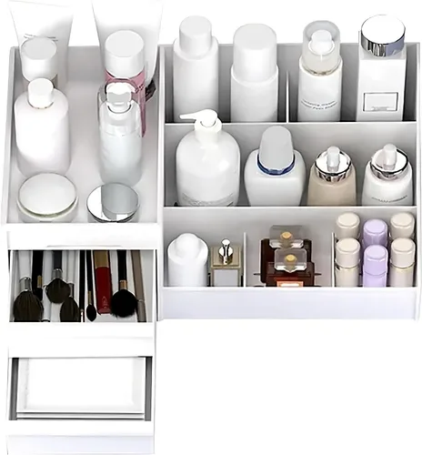 Vista 5 de Organizadores de maquillaje y cuidado de la piel azules y almacenamiento para tocador, encimera, tocador de baño, cajones, estantes, pinceles