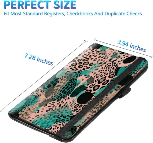 Vista 49 de Funda para chequera para hombres y mujeres, cartera de cuero RFID con ranuras para tarjetas de crédito, soporte de cheques duplicados personales