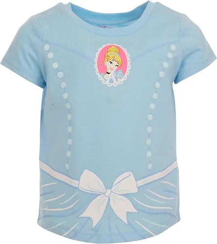 Vista 4 de Disney Paquete de 5 camisetas de manga corta para niñas de princesa Blanco