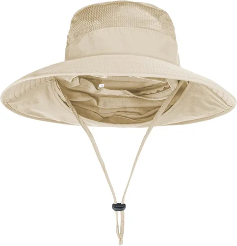 Vista 3 de ZOORON Sombreros de sol para hombres y mujeres con solapa para el cuello Beige