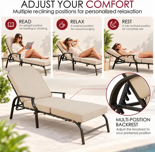 Vista 4 de Kozyard Maya Chaise Lounge - Silla reclinable para patio al aire libre Canela