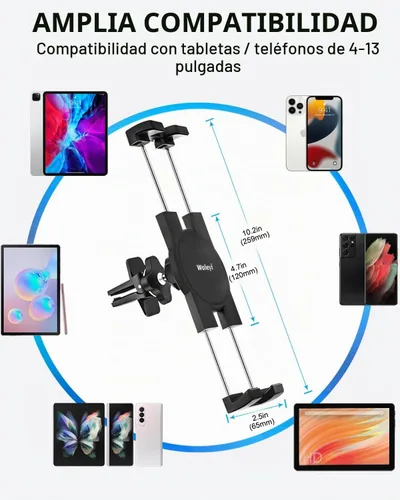 Vista 4 de Soporte de tableta para ventilación de automóvil, [súper estable y fácil] Soporte para tableta de ventilación de automóvil con clip ajustable