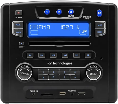 Vista 2 de iRV Technology iRV34 AM/FM/CD/DVD/MP3/MP4 /USB/SD/HDMI/Digital2.1/Sonido Surround/Bluetooth 3 zonas de montaje en pared RV Radio estéreo
