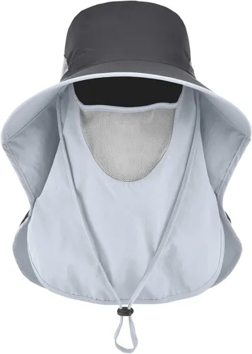 Vista 10 de LCZTN - Sombrero de protección solar de ala ancha, sombrero de pesca con solapa para cara y cuello, protección UPF 50+ Beige