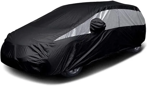 Vista 8 de Cubierta de coche Titan Jet Black Poly 210T para sedanes 186-202". Impermeable, protección UV, resistente a los rasguños, apertura con cremallera