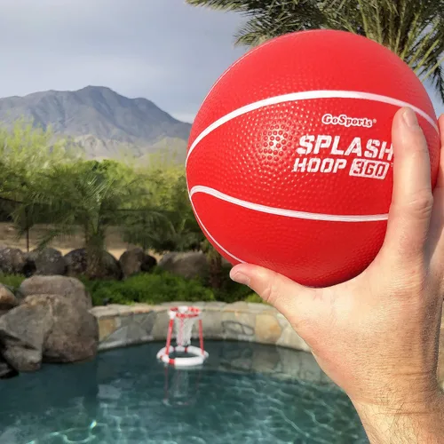 Vista 8 de GoSports Splash Hoop 360 - Juego de baloncesto flotante para piscina - Elija rojo o azul - Incluye aro, 2 pelotas y bomba