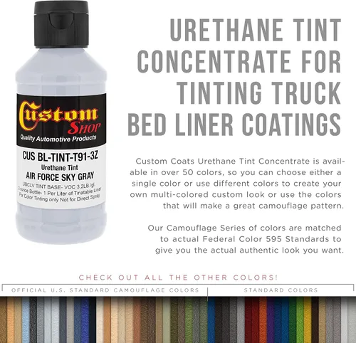 Vista 3 de Revestimiento personalizado de 300 ml (color negro metálico) de Urethane Tint concentrado para tintar camión cama revestimiento – Proporcionado