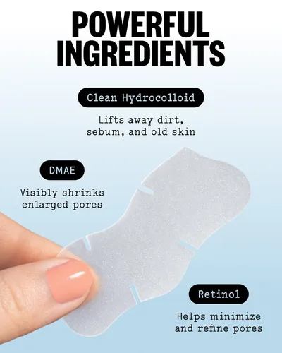 Vista 5 de PEACE OUT Tiras de poros para nariz y cara, removedor de puntos negros hidrocoloide absorbente de aceite, tiras minimizadoras de poros con retinol